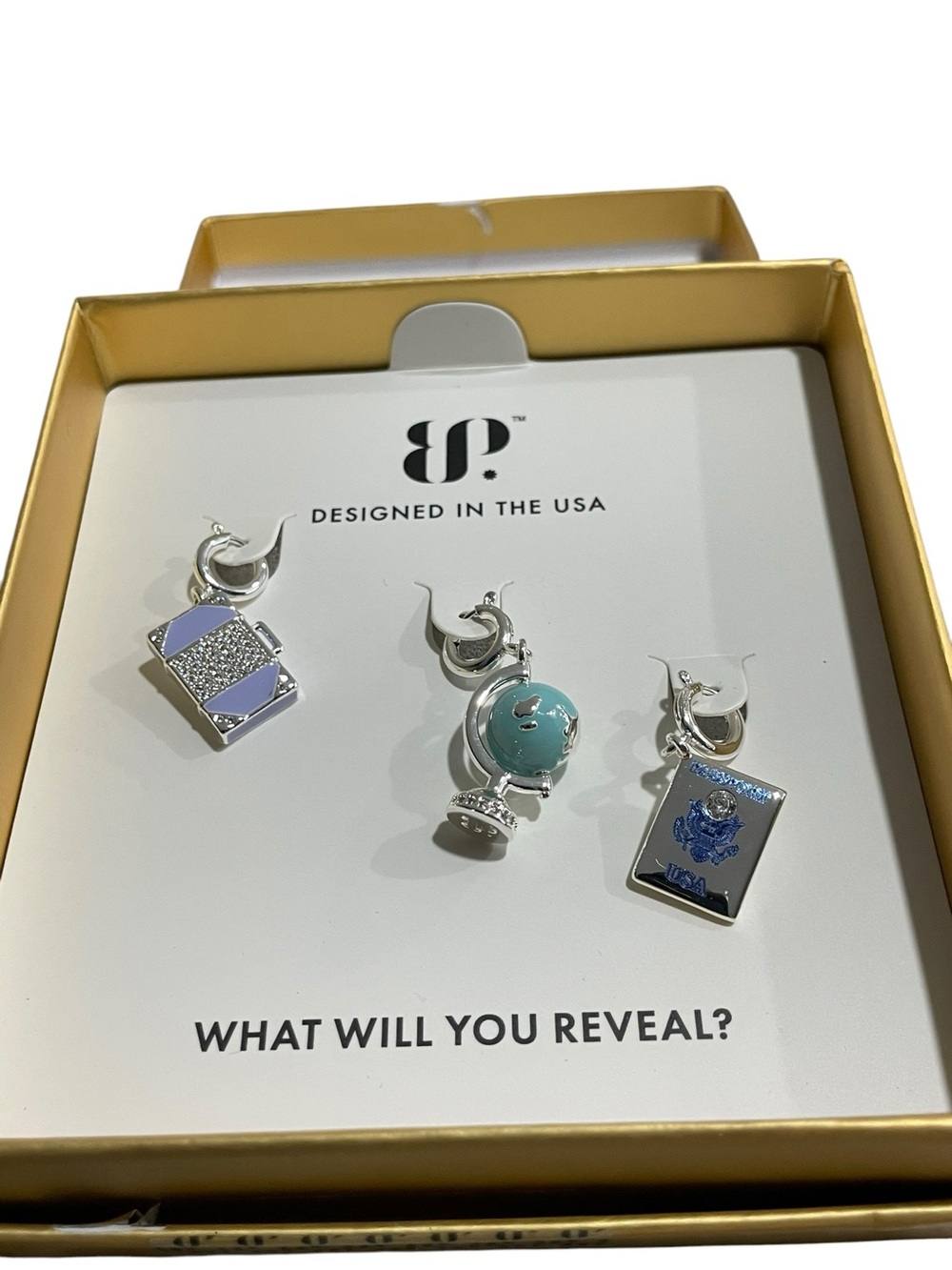 Bomb Party Gem Society Charm Set “The Jetsetter's Journey” Silver/Multi NIB